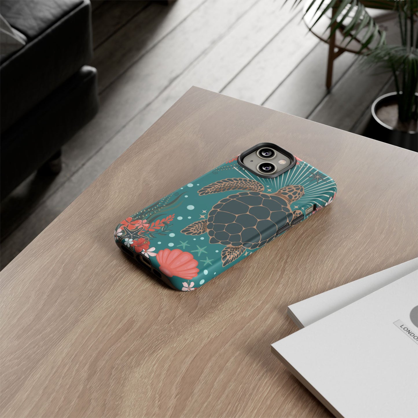 Sea Turtle Illustration Phone Case | Ocean Turtles Coral Floral Pattern Cell Phone Cases - Iphone, Google Pixel, Samsung - Matte Finish