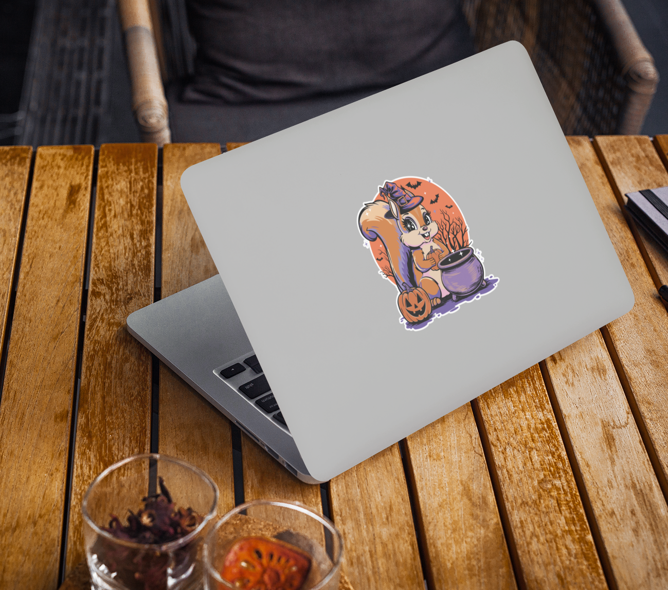 3" Witchy Squirrel Sticker - Waterproof, Fade-Resistant Decal Stickers Spooky Halloween Witch Squirrels
