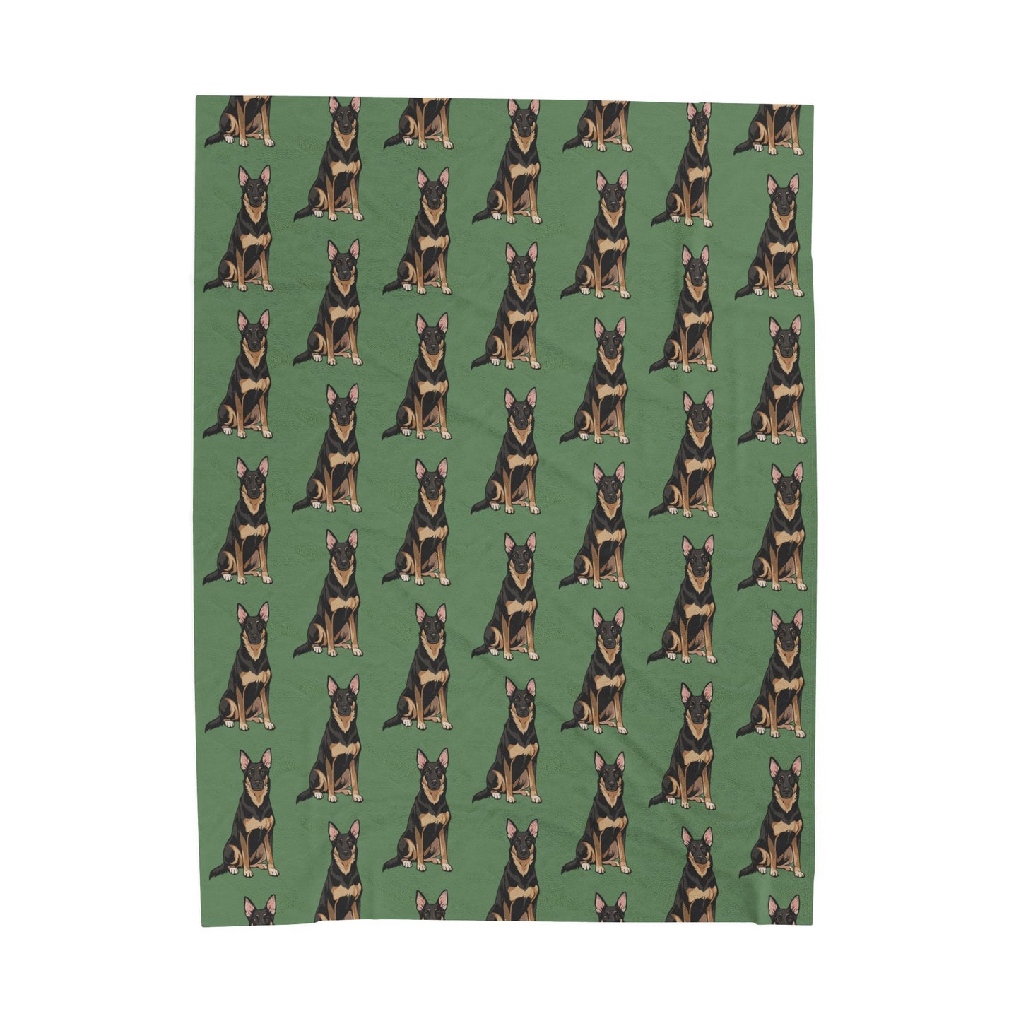 Buddy German Shepherd Dogs Plush Blanket: Green Velveteen Throw, Dog Lover Gift, Warm Fleece Blankets Bedding, Home Decor