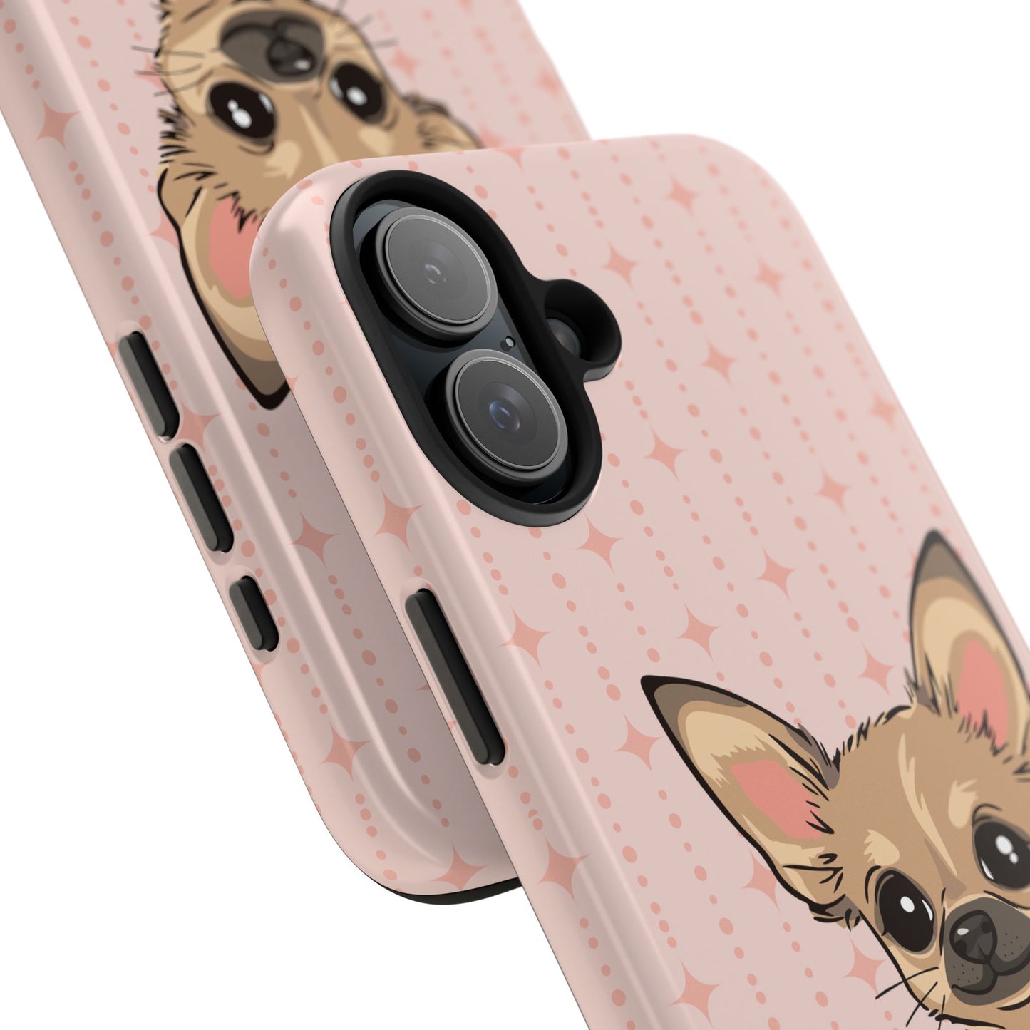 Tan Chihuahua Puppy Dog Phone Case, Tough Phone Cases Pet Dogs Retro Pink Pattern
