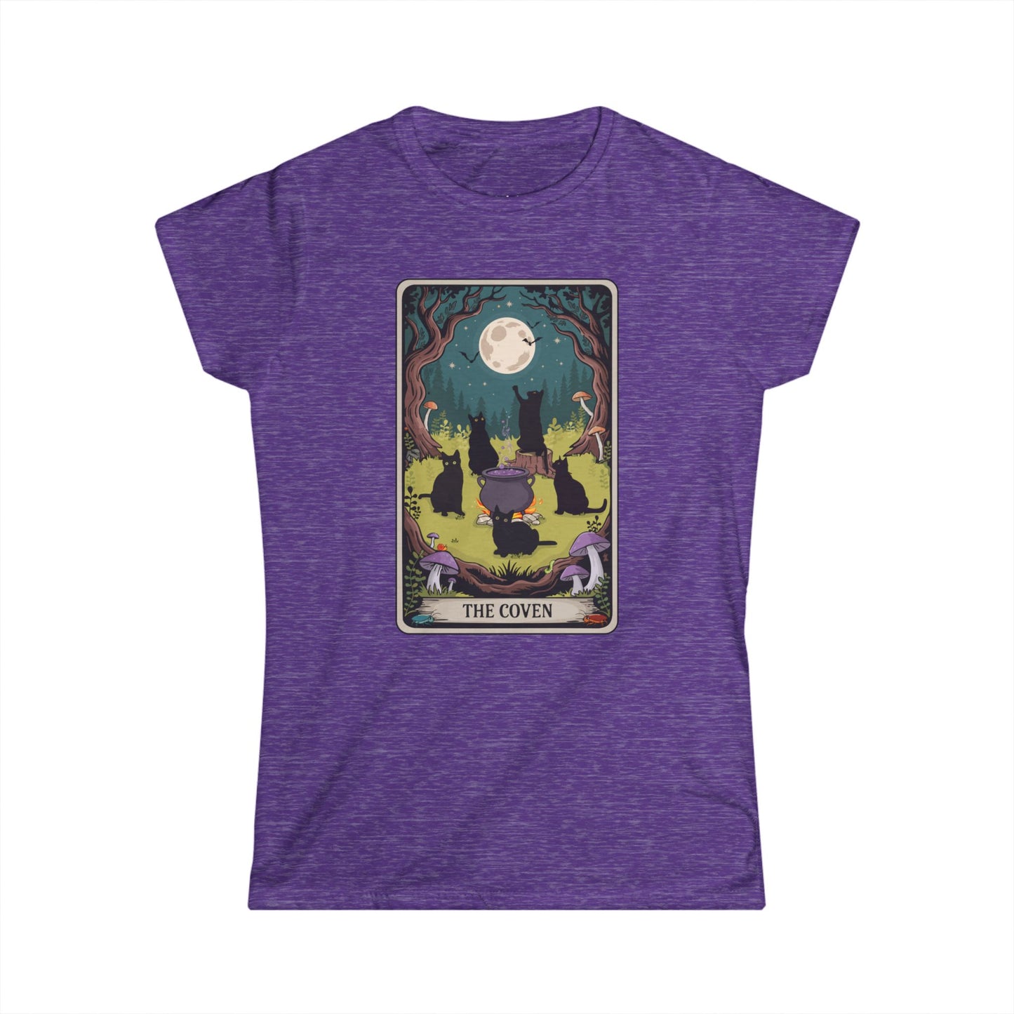 Tarot Cat Coven Women's Tee, Witchy Black Cats Shirt for Halloween, Spooky Gothic Vibes, Wiccan Clothing, Pagan Apparel