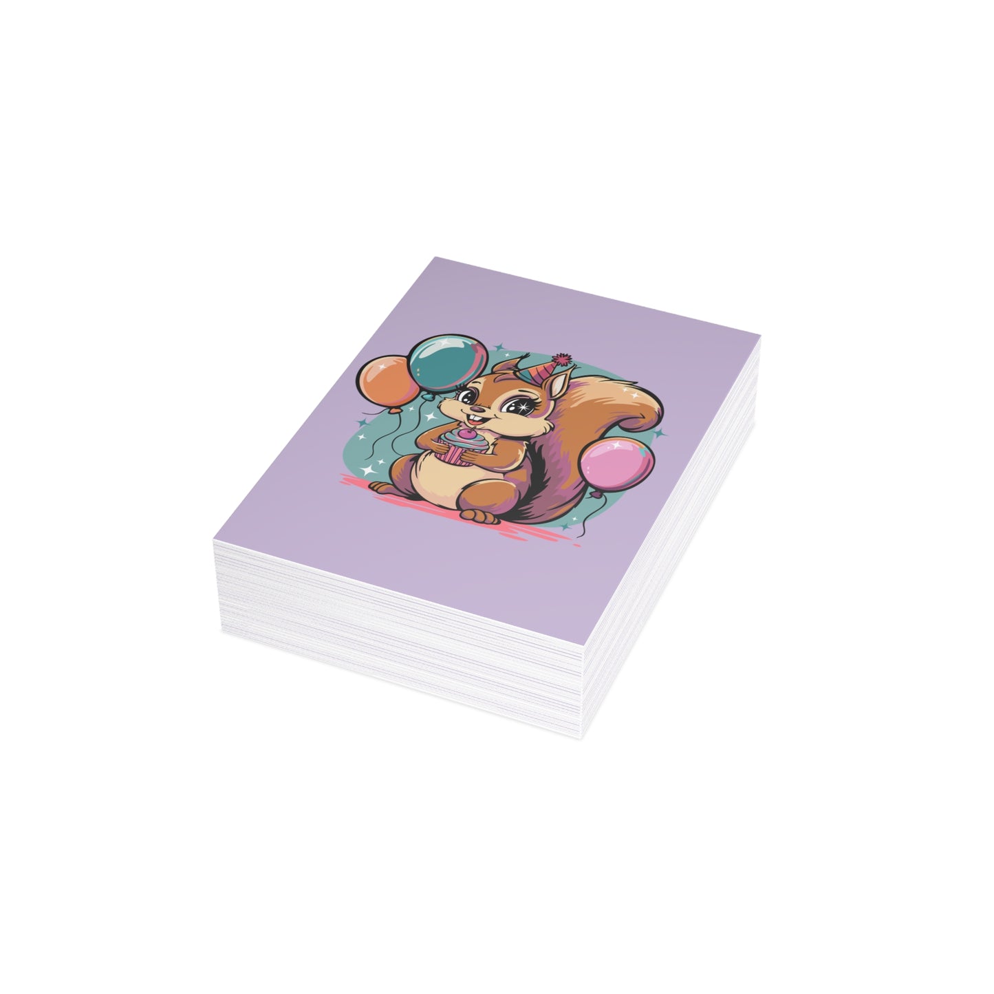 Birthday Party Squirrel Greeting Cards - Cute Bday Squirrels Design, Celebration Card, Fun Gifts, 1-50 Pack With Envelopes