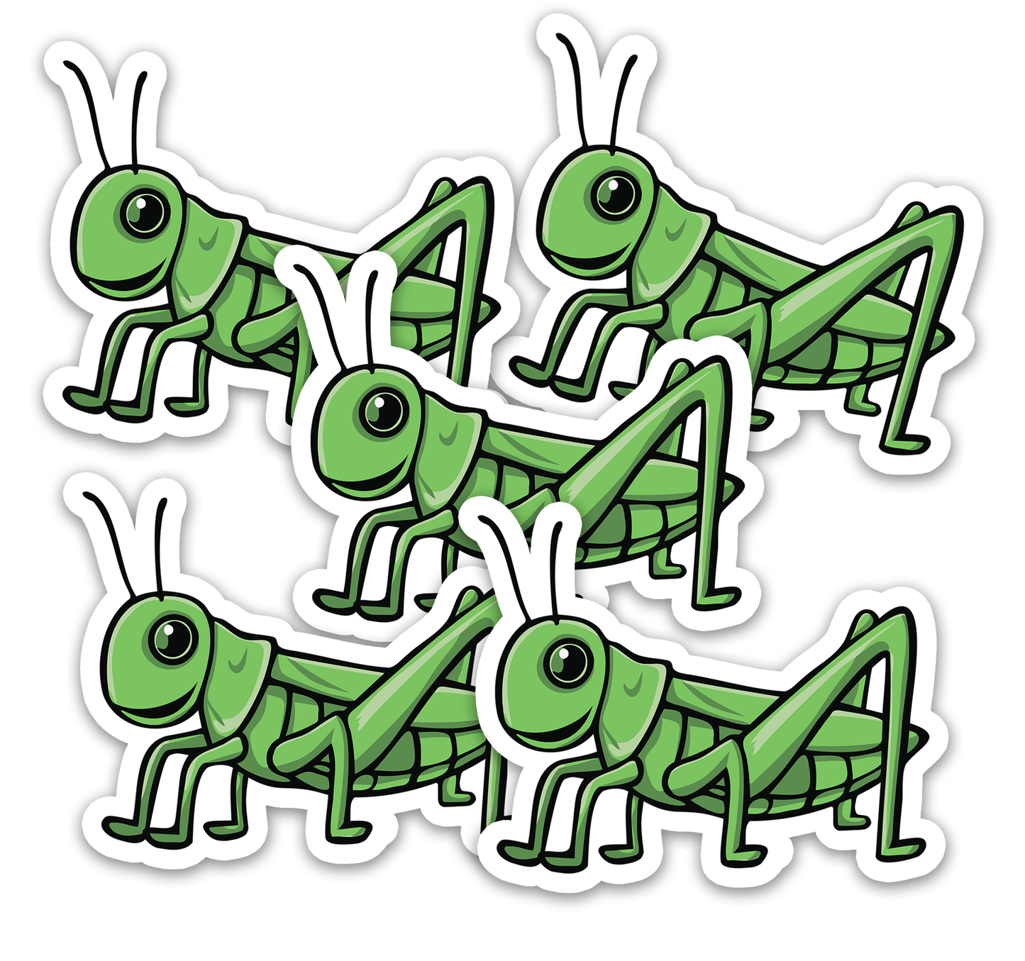 Grasshopper Sticker - Waterproof, Fade-Resistant Decal Stickers Grass Hopper Insect Bug, 2" or 3", 1, 3, 5, 10 or 20 Pack Sticker Bundle