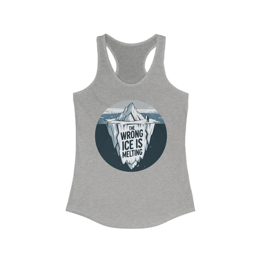 The Wrong ICE is Melting Tank Top, Funny Politics Tee, Leftist Liberal Political Racerback Tops, Abolish ICE, Climate Change Activist