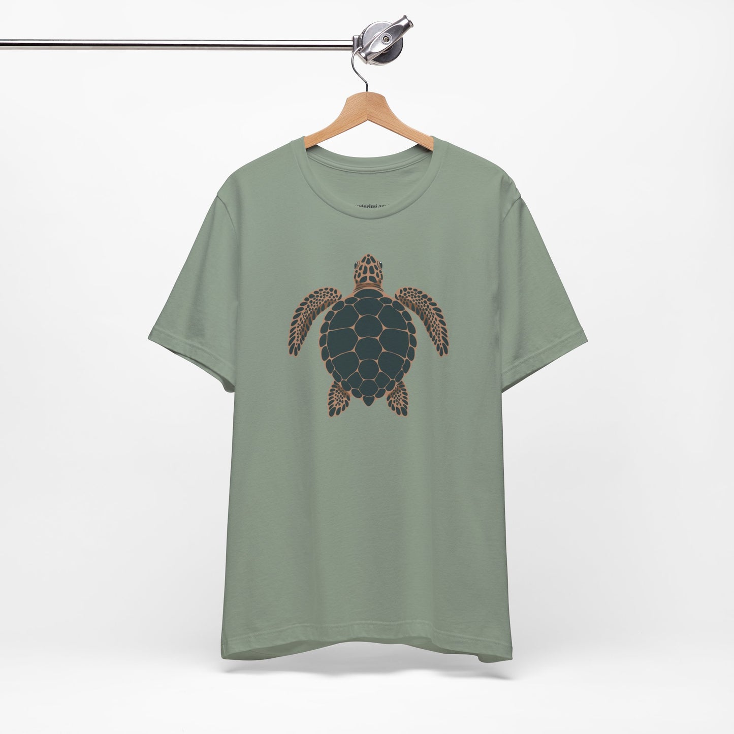 Sea Turtle Illustration Tee | Tropical Coastal Ocean Life, Turtles Design Beach T-Shirt, Cotton Unisex Marine Animals Tees