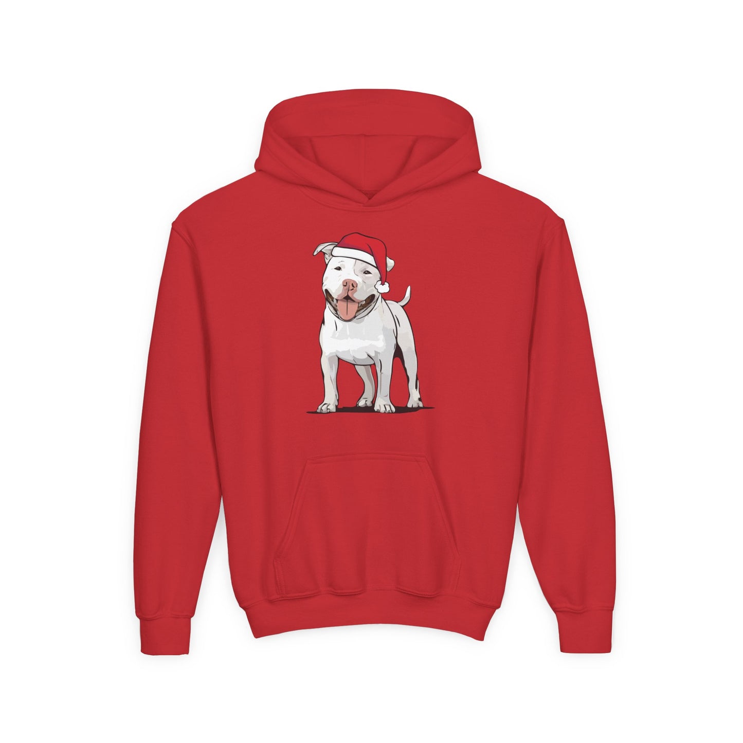 Kids Christmas Pit Bull Terrier Puppy Dog Pullover Hoodie, Kid's Holiday Xmas Santa Dogs Hooded Sweatshirt