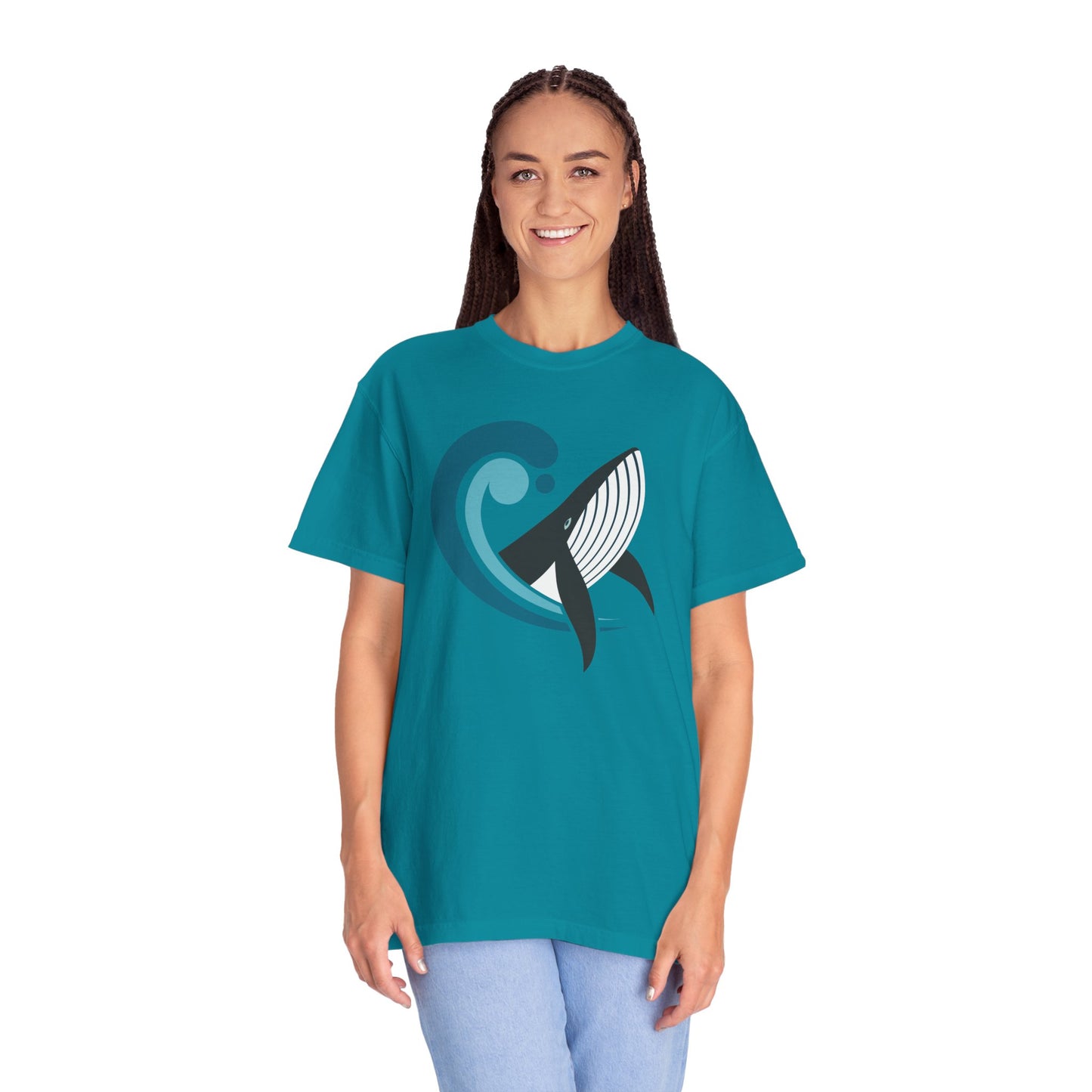 Majestic Whale T-shirt Unisex Mens Womens Garment-Dyed Tee with Sea Animal Whale rint