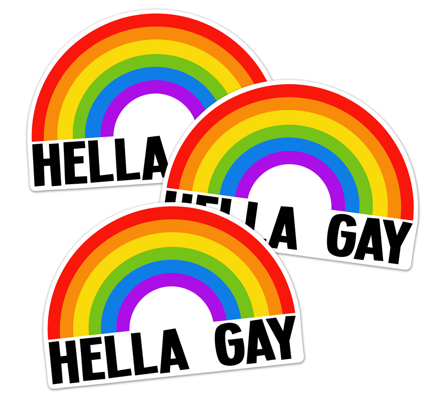 Hella Gay Rainbow Vinyl Sticker - 3" Pride Month Rainbows LGBTQIA+ Decals for Equal Rights, Activism, Waterproof Outdoor Stickers