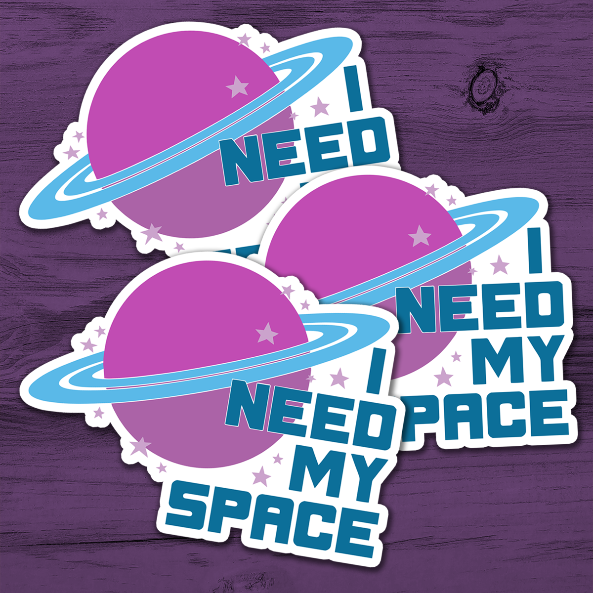 I Need My Space Sticker - 3.5" Waterproof, Fade-Resistant Decal Stickers Introvert Outerspace