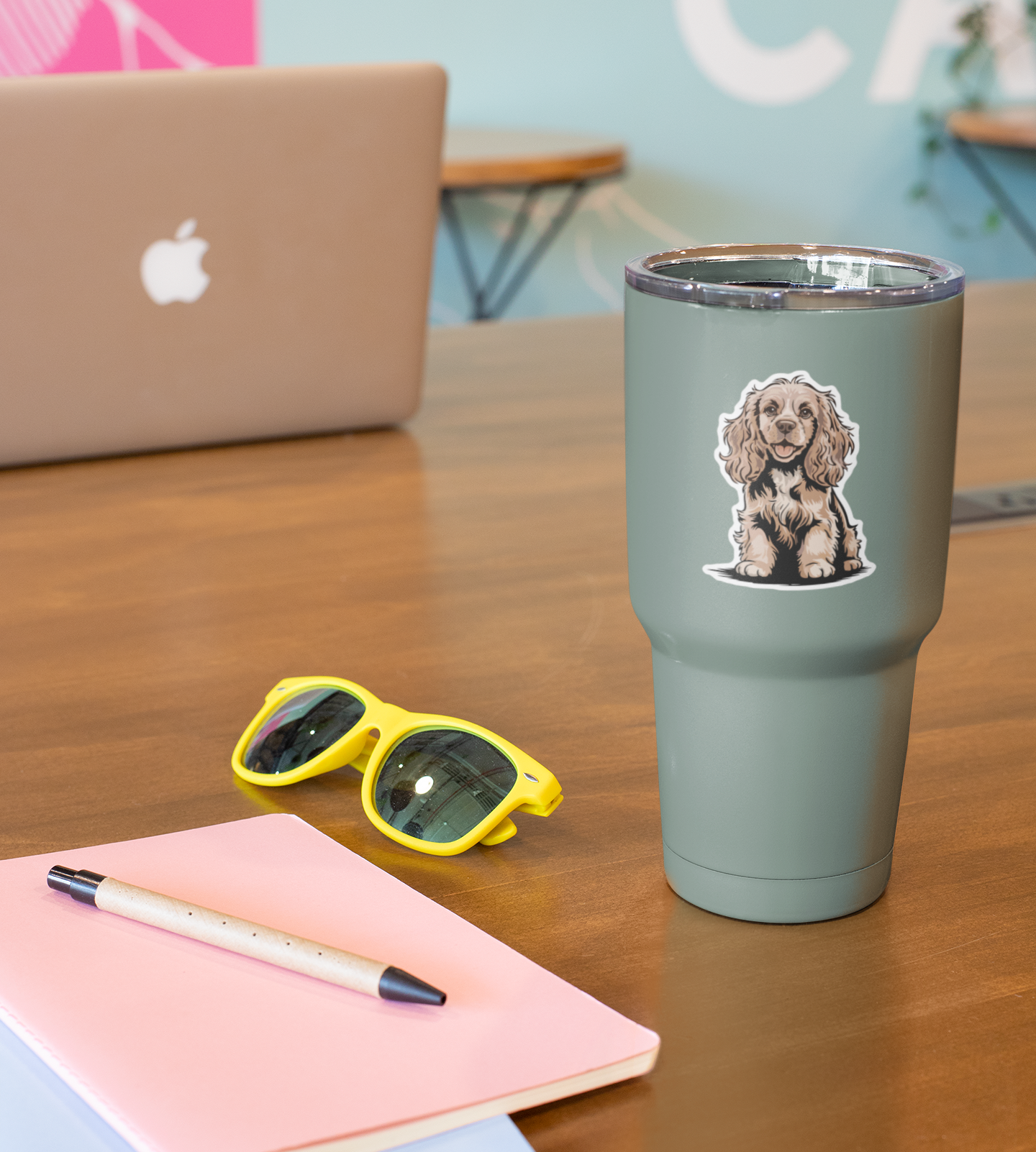 3" Cocker Spaniel Dog Sticker, Tan Light Brown Spaniels Dogs Pet Owner Vinyl Decal Stickers Outdoor Waterproof Decals