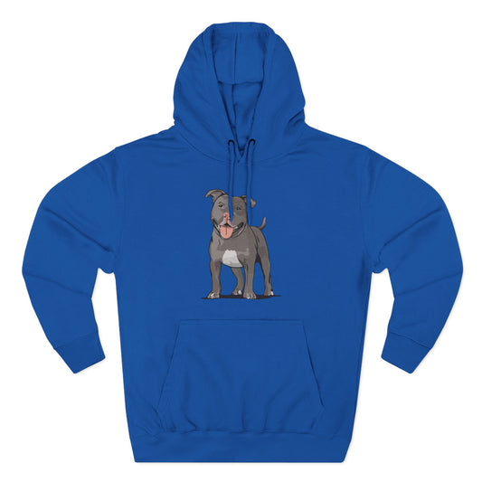 Gray Pitbull Dog Fleece Hoodie, Pit Bull Terrier Dogs Pullover Sweatshirt, Dog Owner Gift, Cozy Puppy Furbaby Hoodies