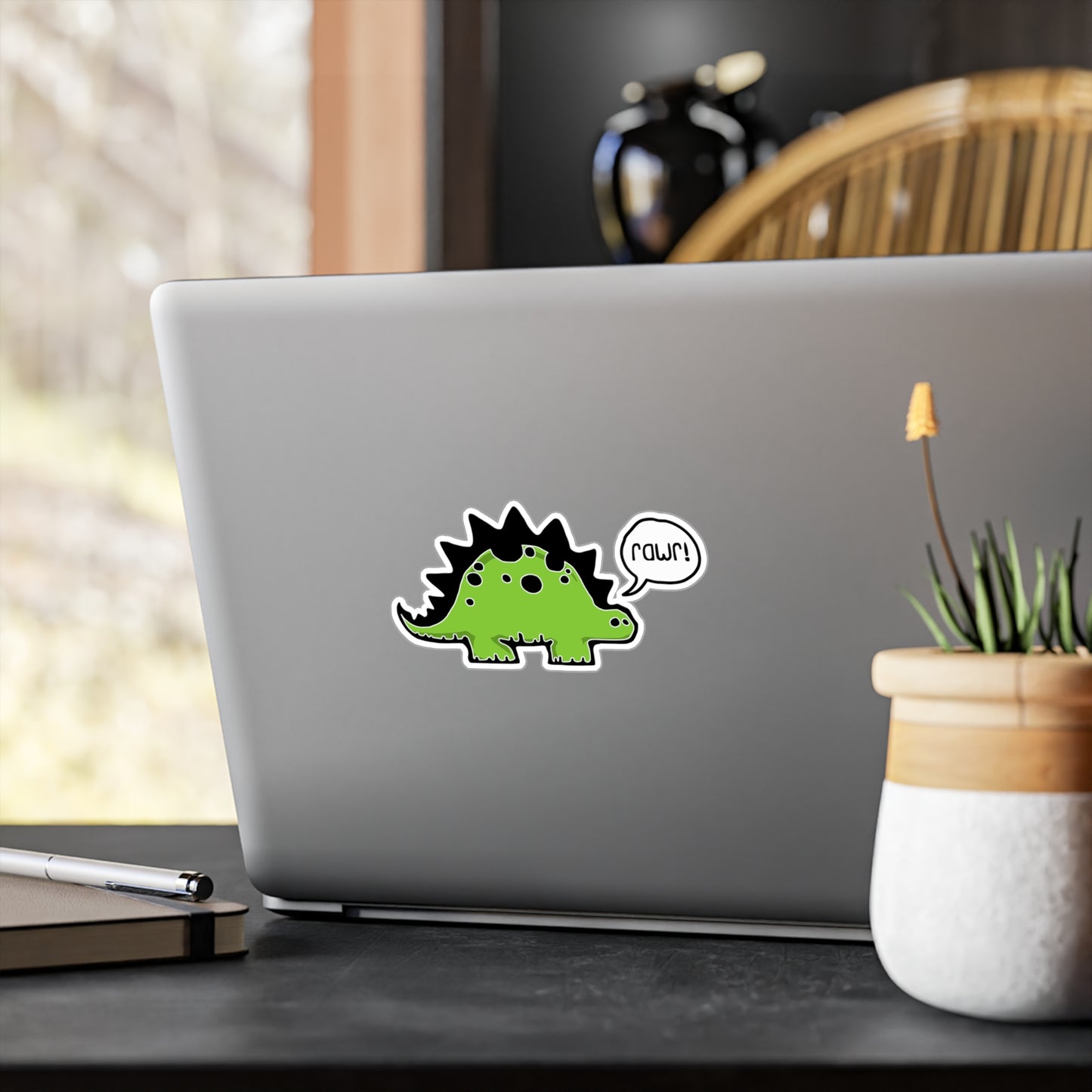 Rawr! Dino Dinsaur Vinyl Sticker Kiss-Cut Vinyl Decals Stegosaurus Dinosaur Stickers