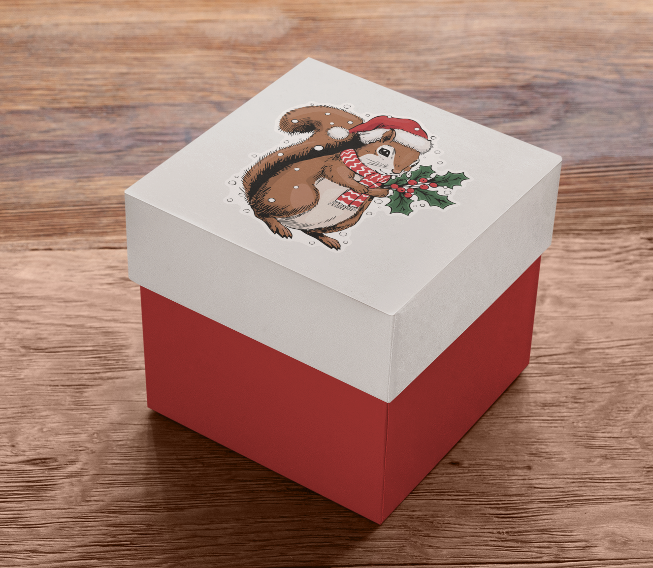 3" Santa Squirrel Christmas Sticker - Winter Holiday Squirrels Vinyl Decal Stickers, Festive Winter Waterproof Decals, Xmas Gift Idea