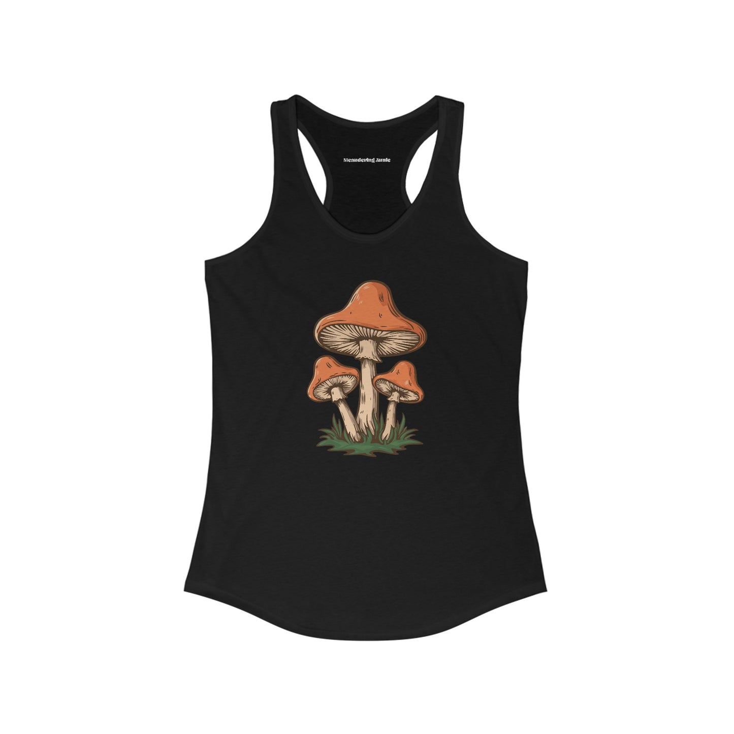 Retro Mushroom Women's Racerback Tank Top with Mushrooms Print