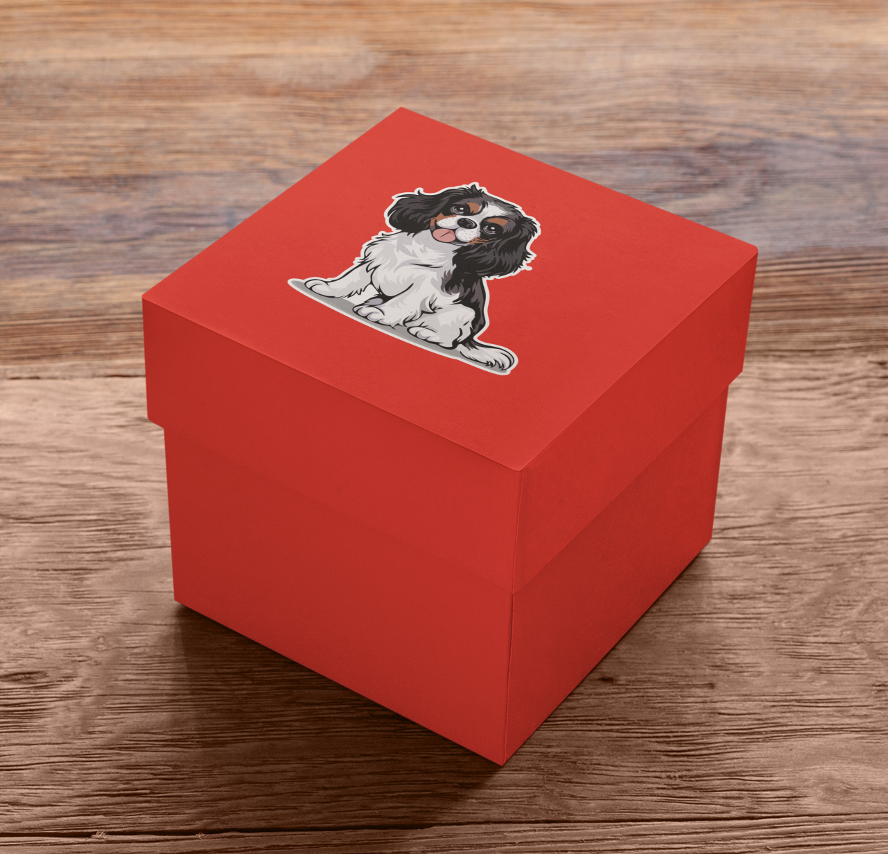 3.5" Tricolor Cavalier King Charles Spaniel Dog Sticker - Black, Brown, & White Cavaliers Puppy Dogs Vinyl Decal Stickers Waterproof Decals