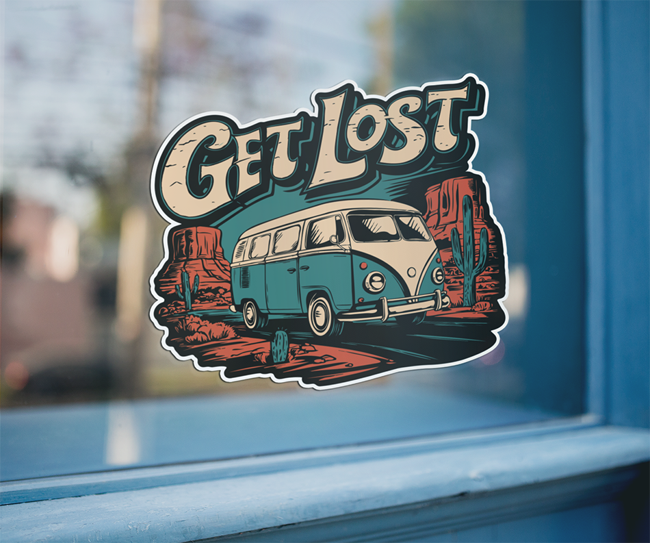 3.5" Get Lost Vanlife Roadtrip Sticker - Waterproof Nomad Vintage Van Decal Stickers