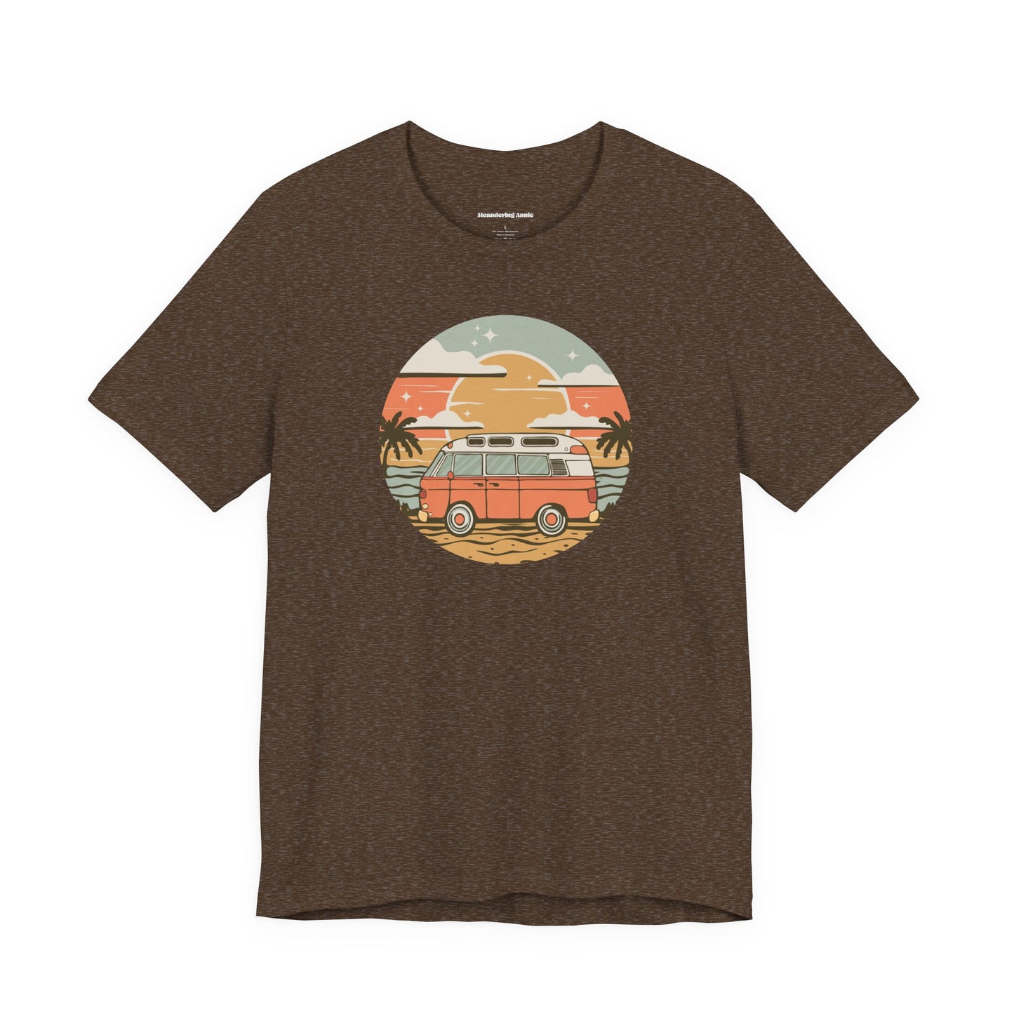 Vintage Surf Van T-Shirt | Retro Beach Sunset, Palm Trees, Camping Vanlife Tee California Travel