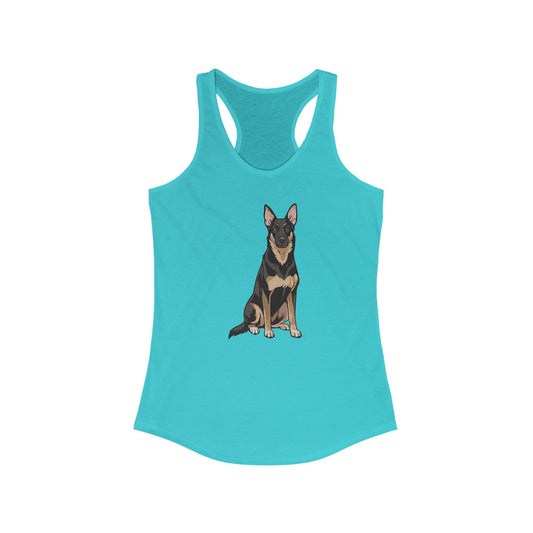 Buddy German Shepherd Dog Women's Racerback Tank Top, Graphic Sleeveless Shirt, Summer Apparel for Dog Lovers