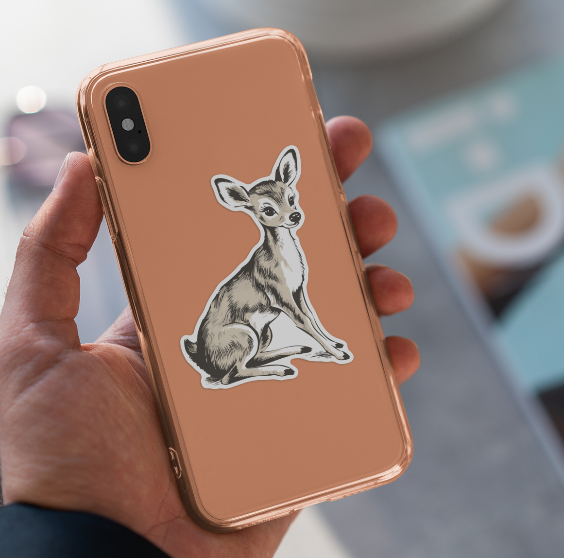 Deer Forest Animal Sticker - 3" Little Doe Woodland Animals Vinyl Stickers Waterproof Cute Foxes Decal Stickers, Nature Lover Gifts