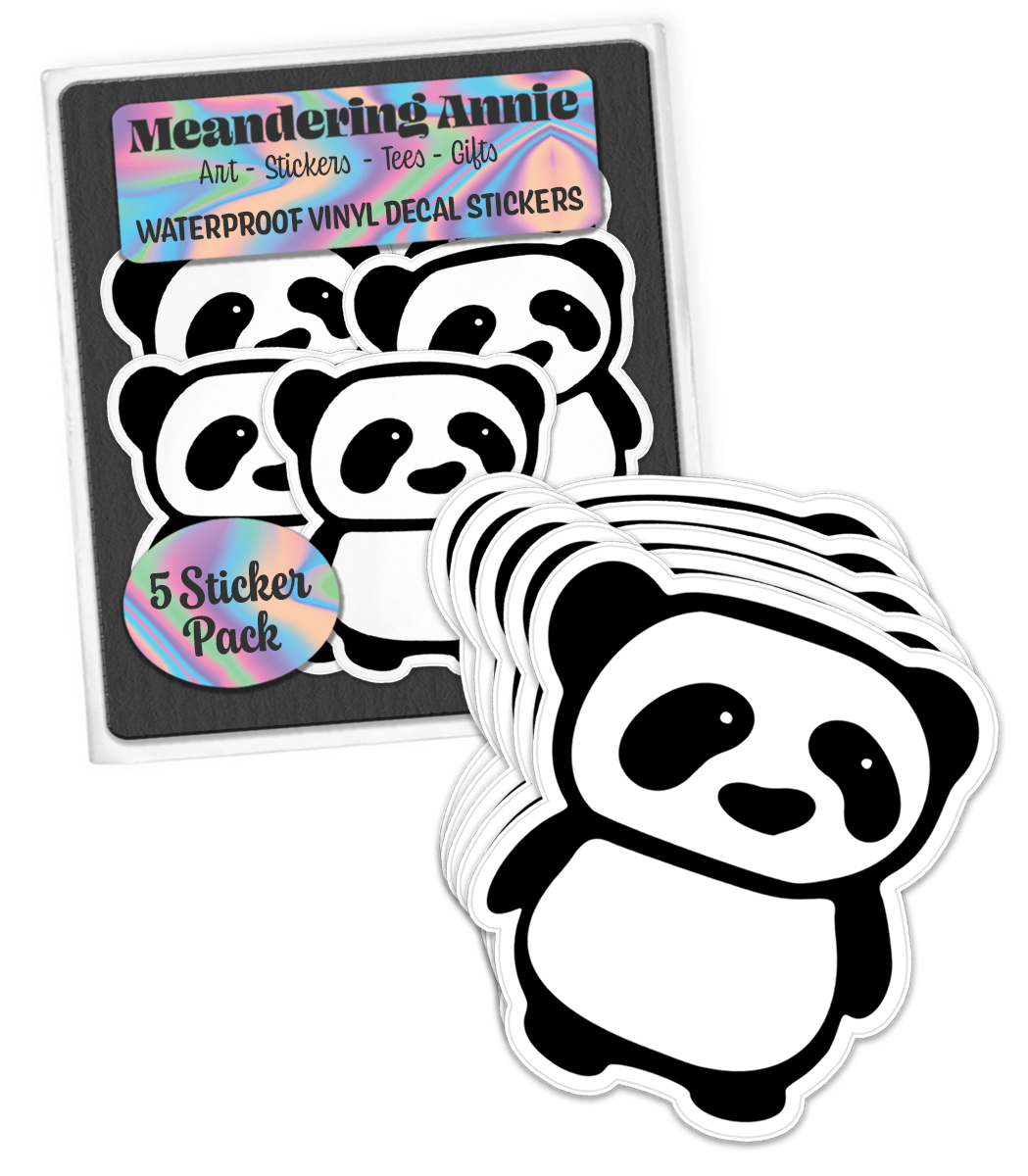 Panda Stickers - Waterproof Decal Sticker Pack Black & White Pandas