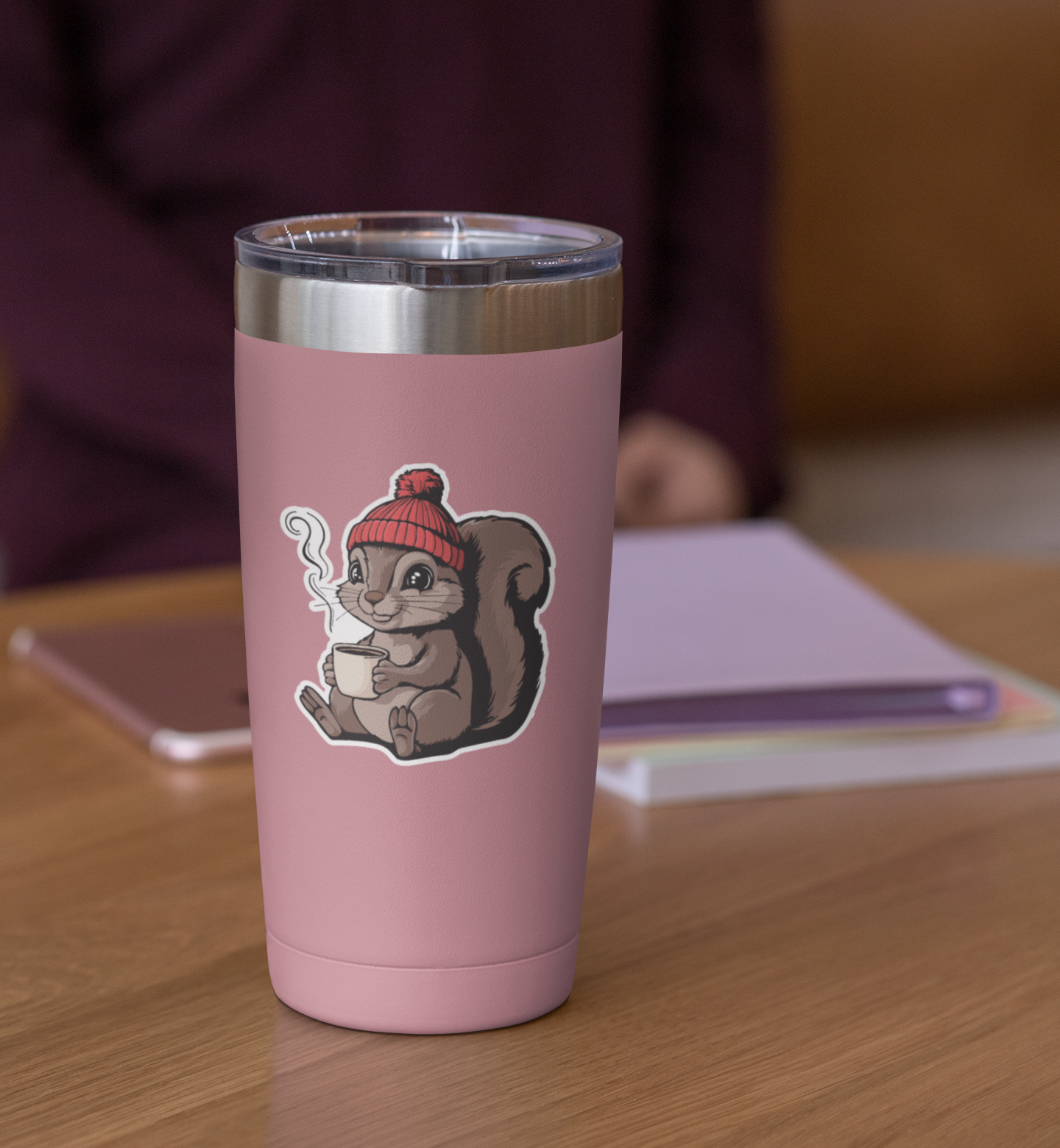 Cozy Squirrel Sticker - 3" Waterproof Decal Stickers Autumn Fall Squirrels