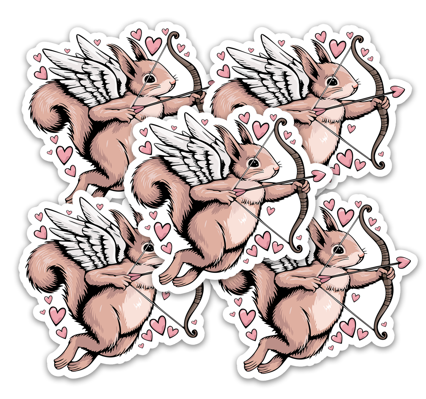 2" Cupid Squirrel Sticker - Waterproof, Fade-Resistant Decal Stickers Valentine's Day Love Hearts