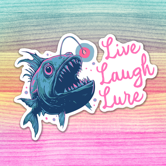 4" Anglerfish Live Laugh Lure Sticker - Deep Sea Angler Fish Decal Stickers
