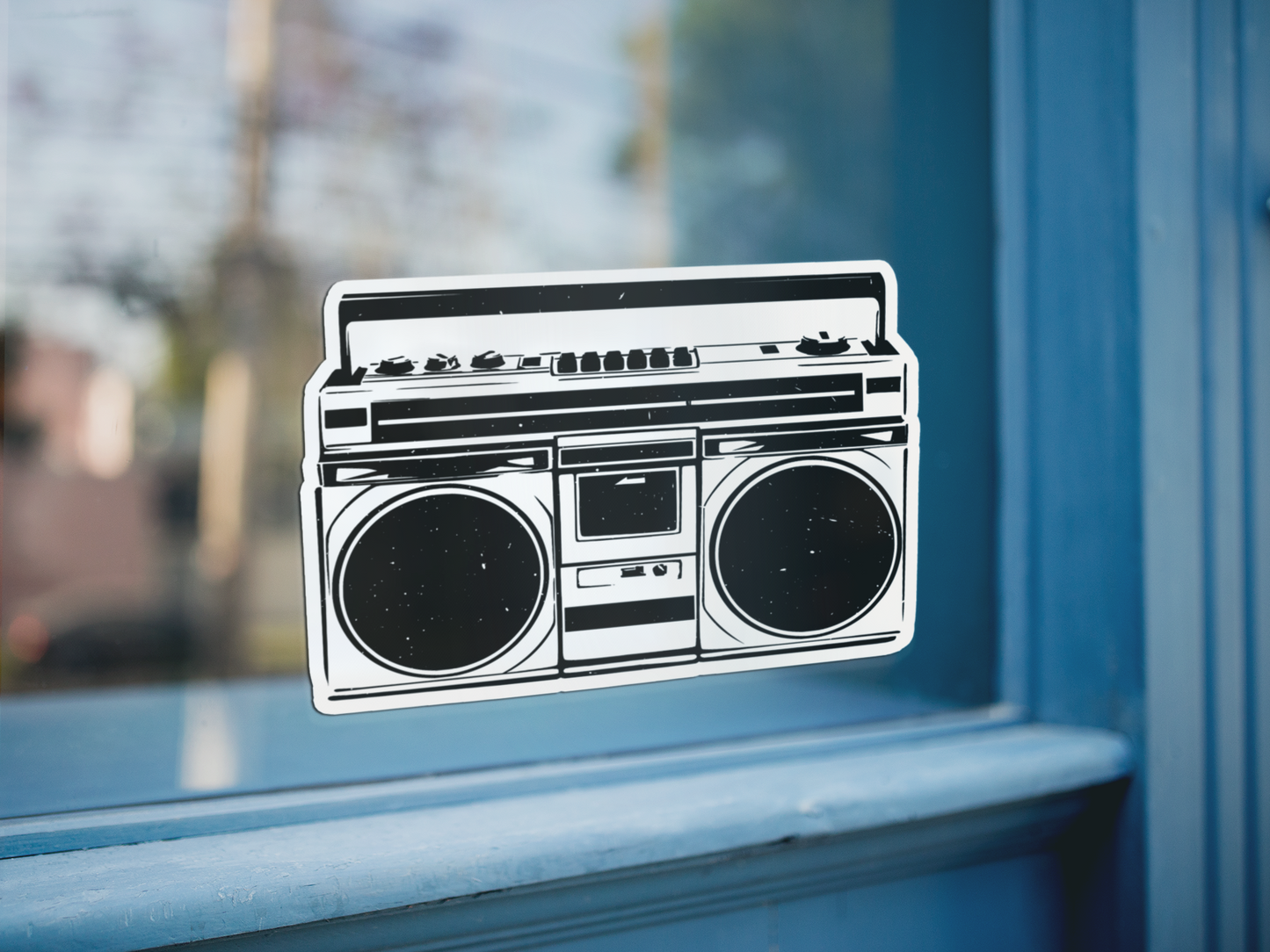 3" Retro Boombox Sticker, Nostalgic 80s 90s Stereo Vinyl Stickers Decal Stickers Waterproof Outdoor Decals for Laptop, Car, Water Bottle