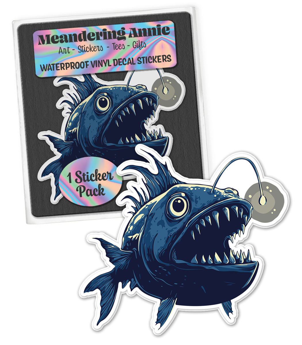 4" Deep Sea Anglerfish Sticker - Deep Sea Angler Fish Decal Stickers