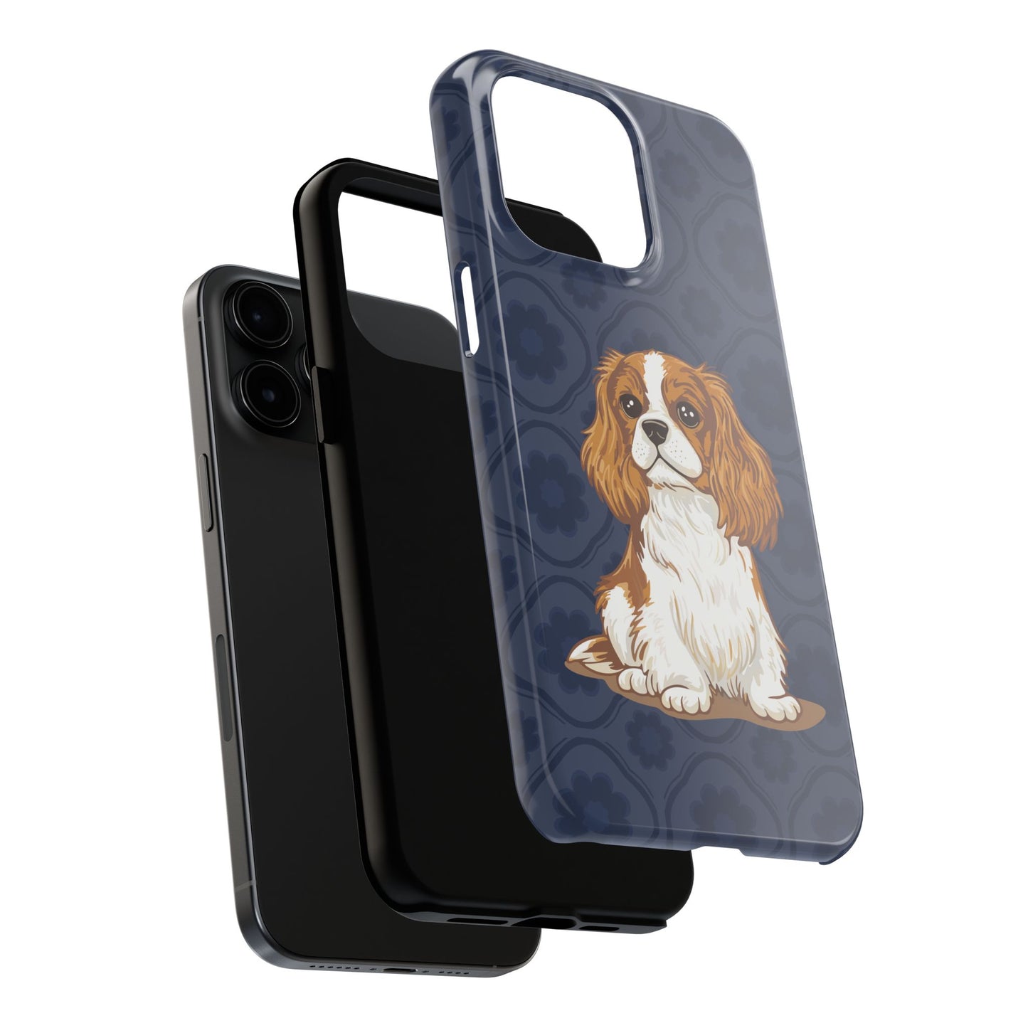 Cavalier King Charles Spaniel Dog Phone Case, Tough Phone Cases Pet Dogs Blue Pattern