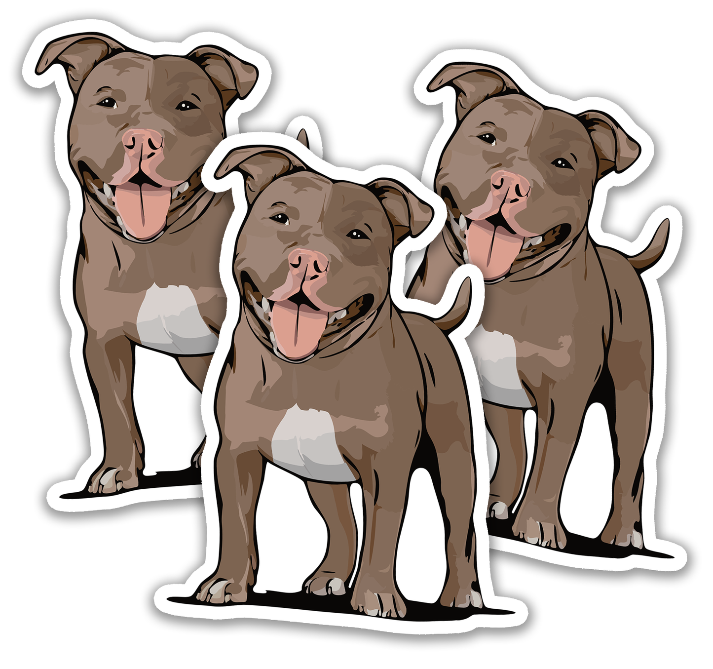 Pit Bull Terrier Dog Sticker - 3" Pitbull Vinyl Decal Stickers Brown Puppy Dogs Design Waterproof Cute Pittie Pup Pet Decals, Suitcase Car