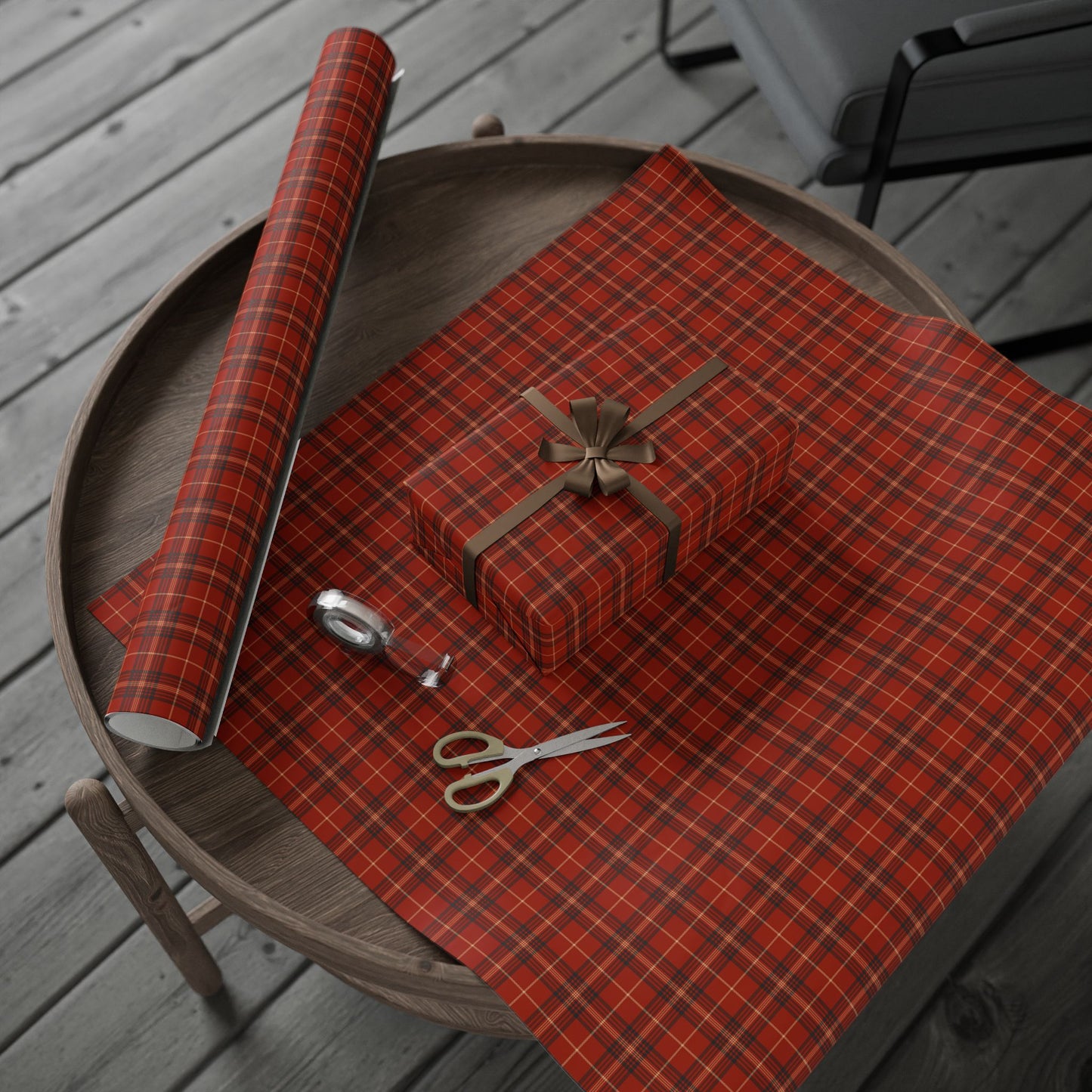 Red Tartan Plaid Wrapping Paper, Christmas Holiday Gift Wrap Roll Matte Finish Traditional Xmas 180"x30"