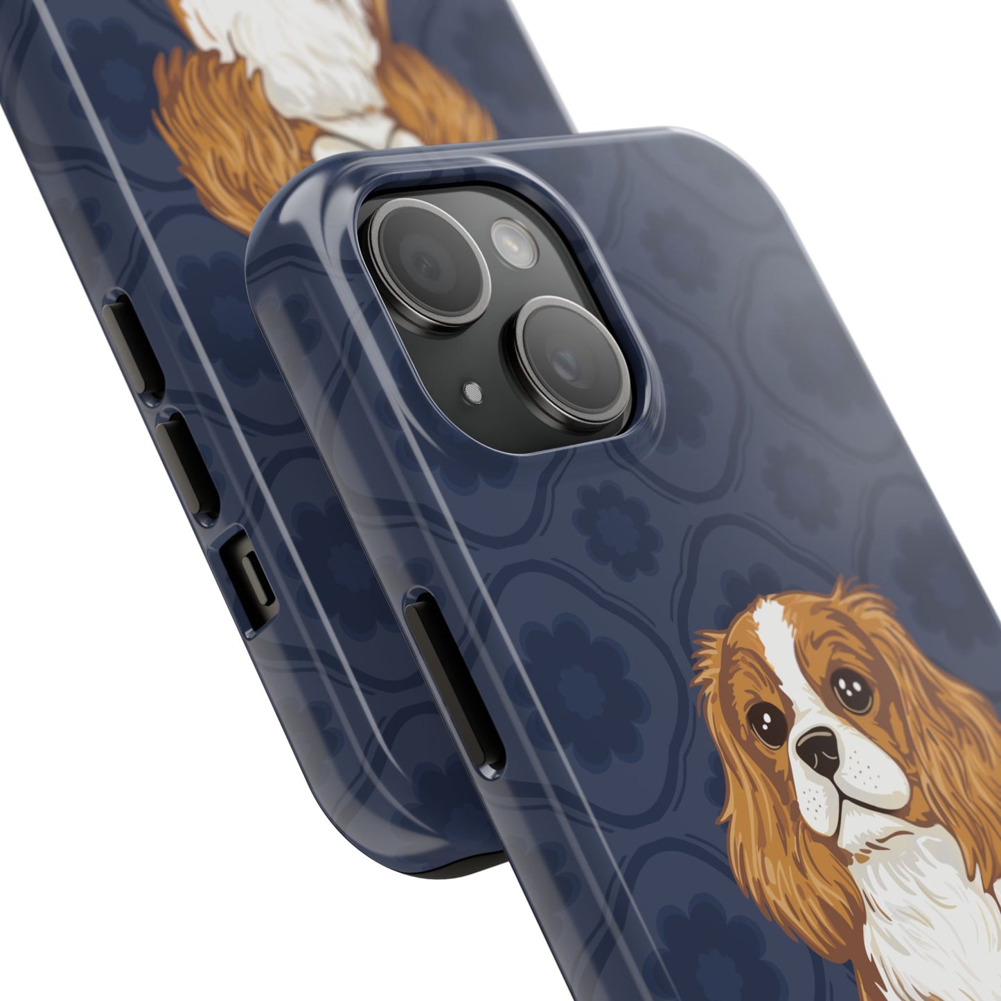 Cavalier King Charles Spaniel Dog Phone Case, Tough Phone Cases Pet Dogs Blue Pattern