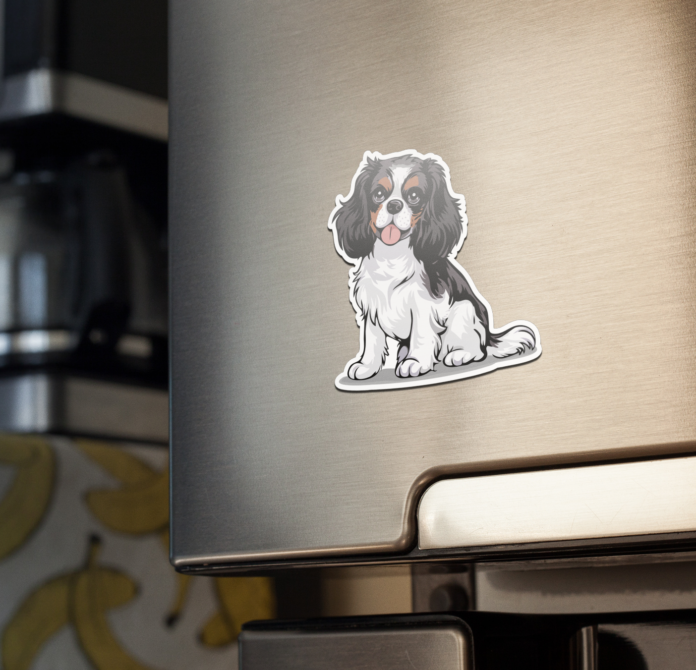 Cavalier King Charles Spaniel Magnets, 2 Pack Blenheim & Tricolor Cavaliers Dog Vinyl Fridge Magnet Bundle