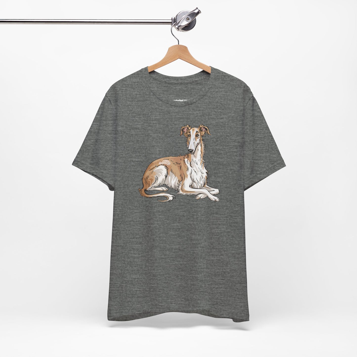 Borzoi Dog Tee | Russuan Hunting Sighthound Dogs Illustration T-Shirt, Cotton Pet Owner Apparel Unisex Shirts