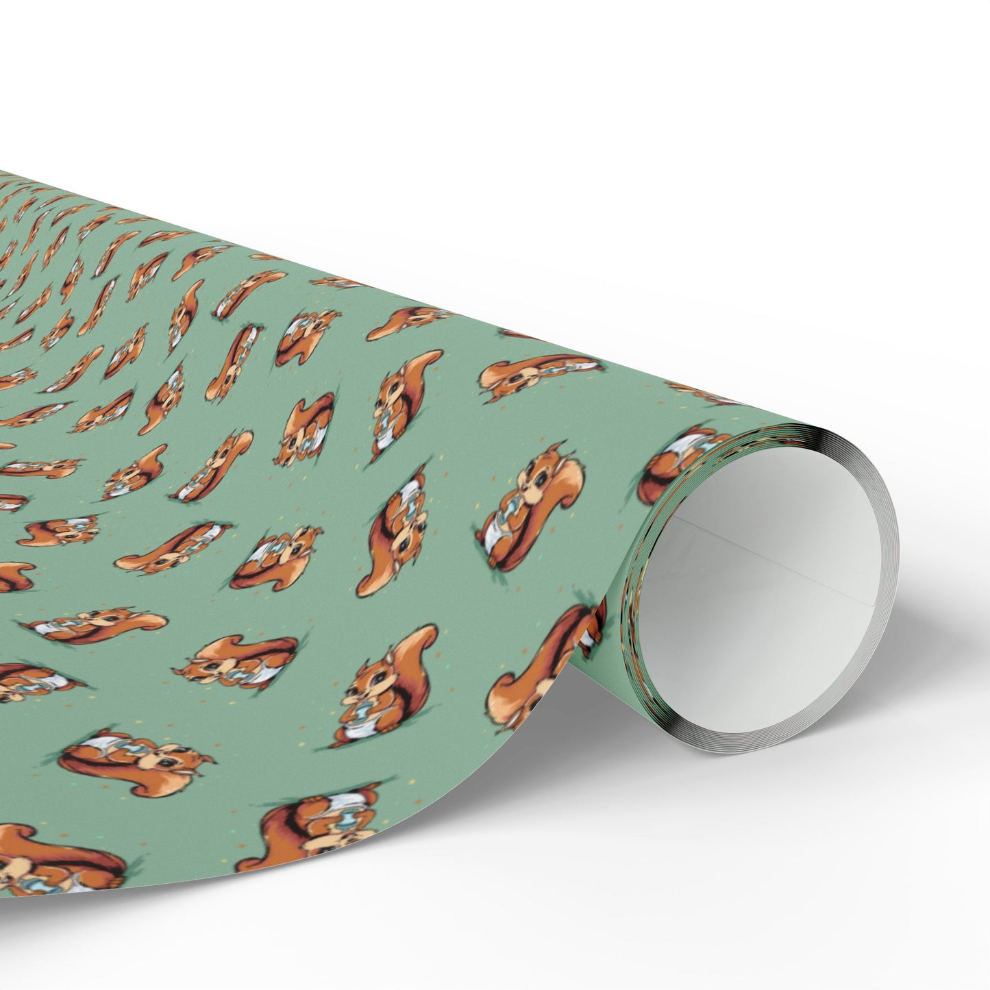 New Baby Squirrel Gift Wrap, Wrapping Paper for Baby Shower Gifts with Squirrels Design Boys Girls Gender Neutral Green Animal Print