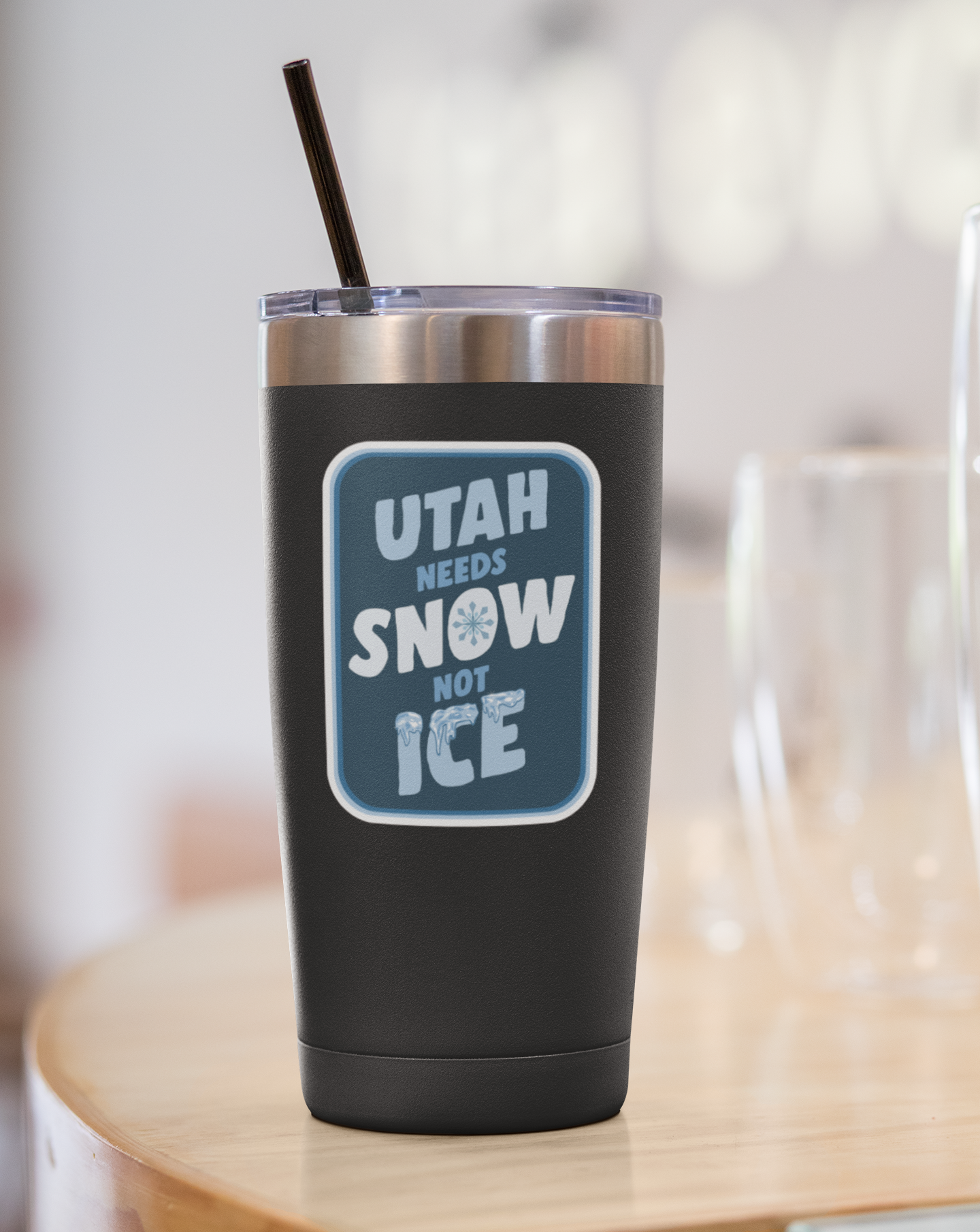 4" Utah Needs Snow Not ICE Sticker - Salt Lake City, UT Anti-ICE Protest, Vinyl Decal Political Stickers Waterproof Outdoor, Winter Skiing