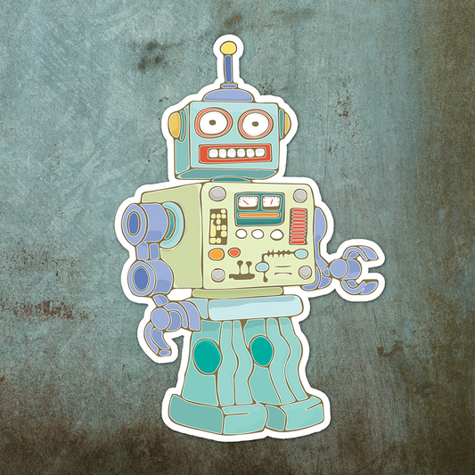 4" Retro Robot Sticker - Waterproof, Fade-Resistant Decal Stickers Colorful Robots