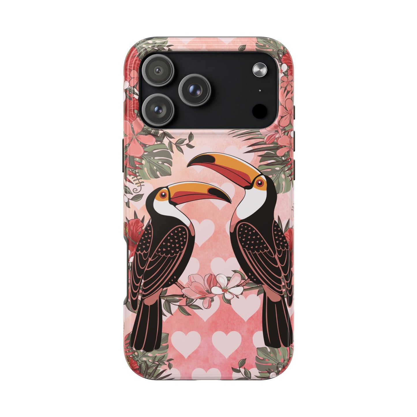 Toucan Tropical Love Birds Phone Case | Tropic Toucans Floral Hearts Art Cell Phone Cases