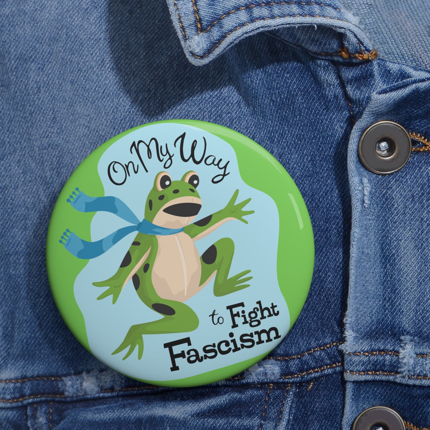 3" Inflatable Frog Costume Pin Buttons, Funny Activist Blow Up Frogs Badges, Leftist Liberal Political Humor, Anti-Fascism Protest Pins