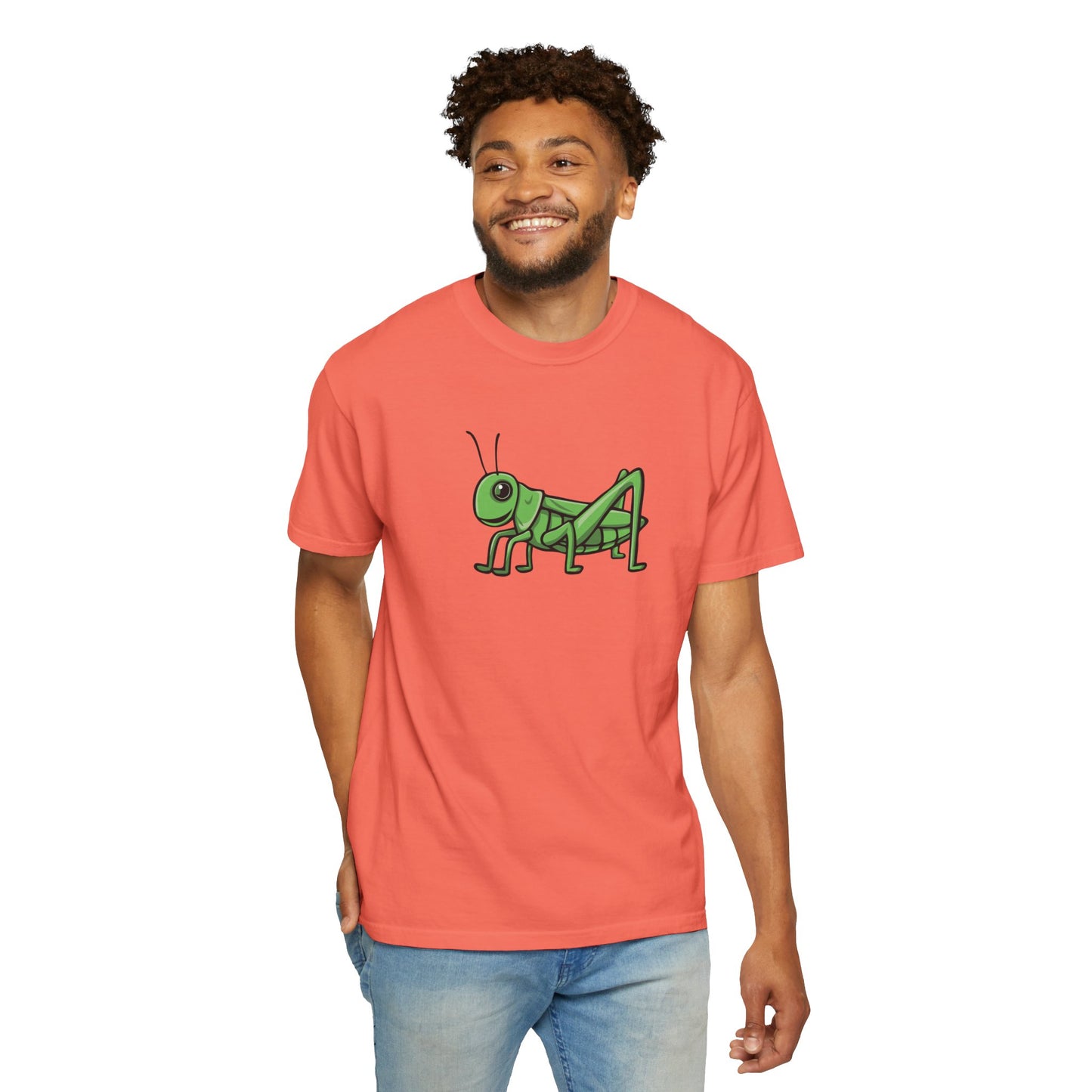 Grasshopper T-shirt Unisex Garment-Dyed Tee with Grass Hopper Bug Insect Print Mens Womens Tshirt