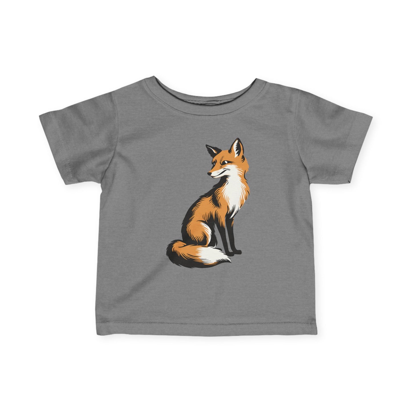 Little Fox Baby T-shirt Infant Fine Jersey Cotton Tee with Cute Fox Animal Print