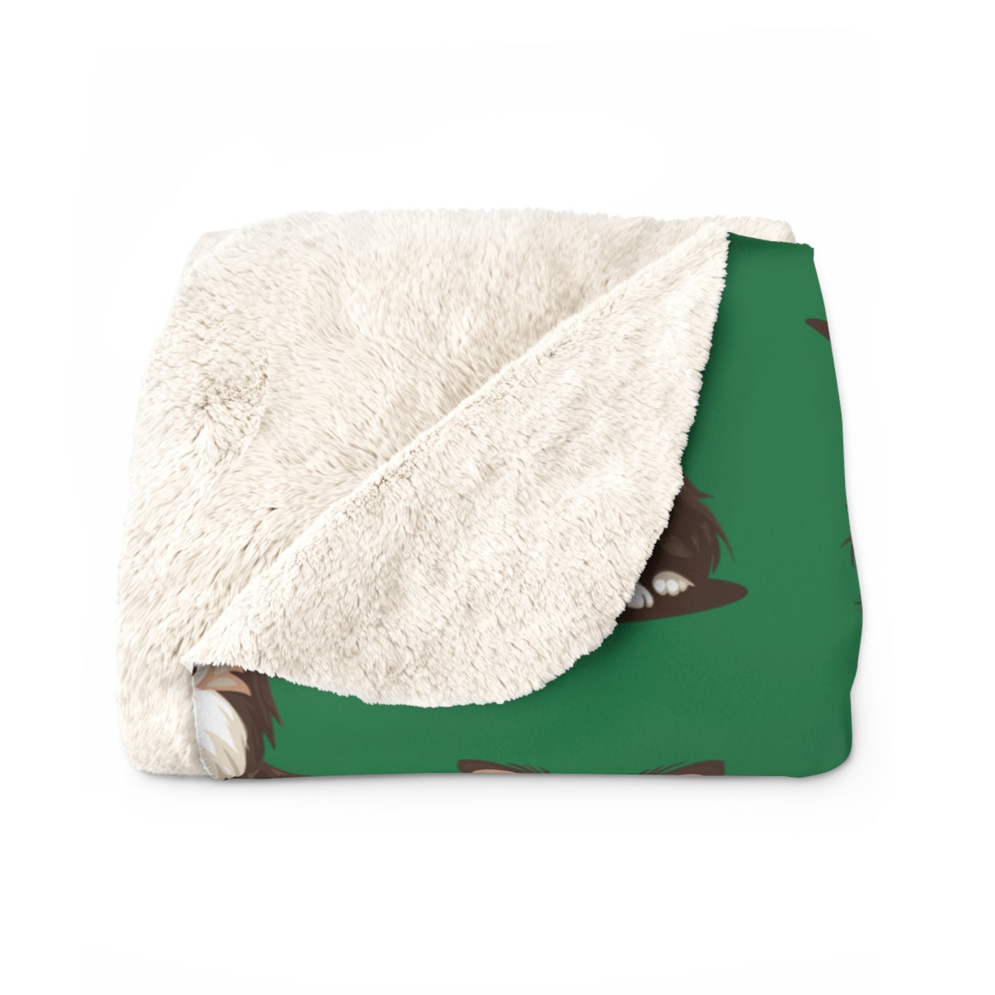 Long Haired Chihuahua Dog Green Sherpa Fleece Blanket Cute Doggy Puppy Print, Green Chihuahuas Pattern Throw Blankets Bedding