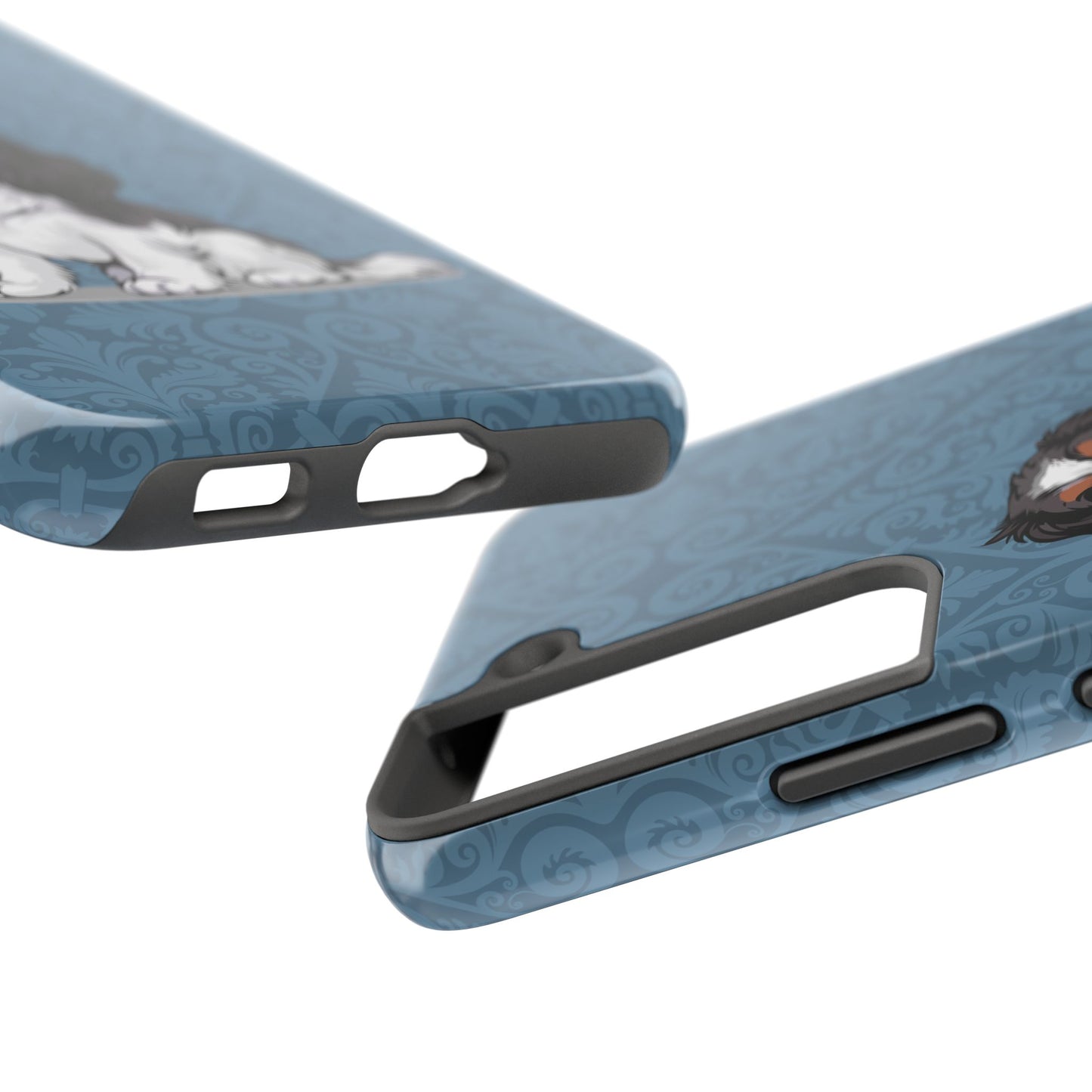 Tricolor Cavalier King Charles Spaniel Dog Phone Case, Tough Phone Cases Pet Dogs Blue Pattern