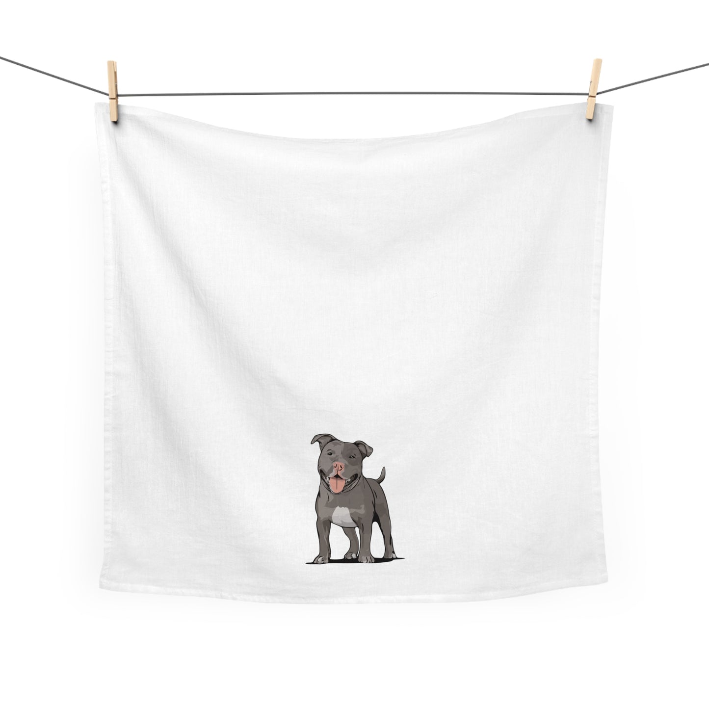 Gray Pit Bull Terrier Dog Kitchen Tea Towel, Pitbull Owner Gift, Hand Dish Towels Home Decor