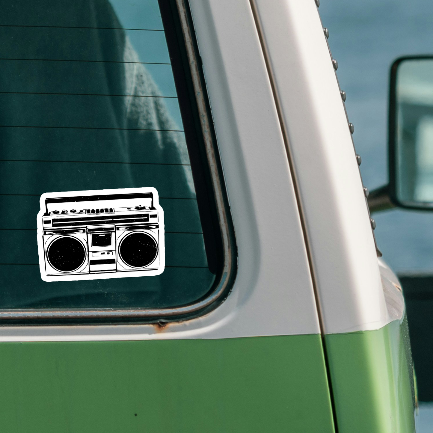 3" Retro Boombox Sticker, Nostalgic 80s 90s Stereo Vinyl Stickers Decal Stickers Waterproof Outdoor Decals for Laptop, Car, Water Bottle