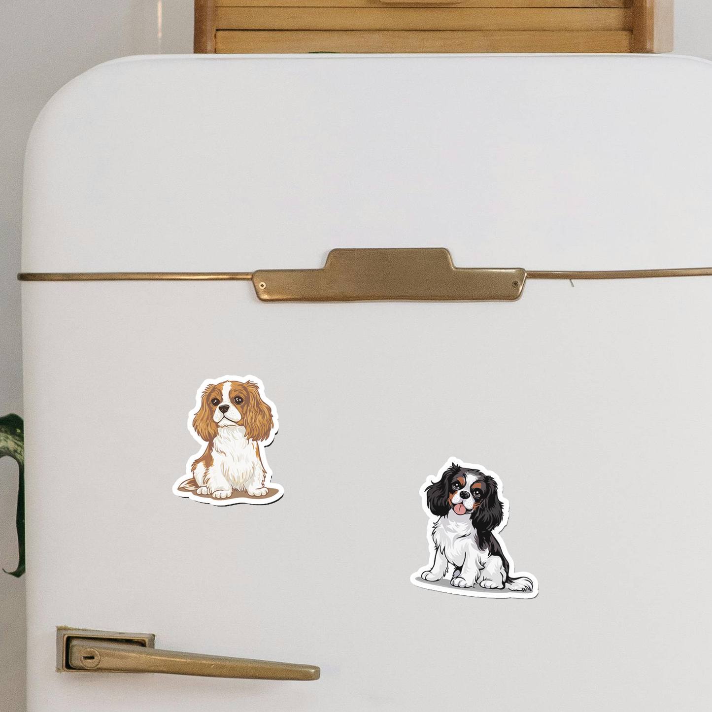 Cavalier King Charles Spaniel Magnets, 2 Pack Blenheim & Tricolor Cavaliers Dog Vinyl Fridge Magnet Bundle