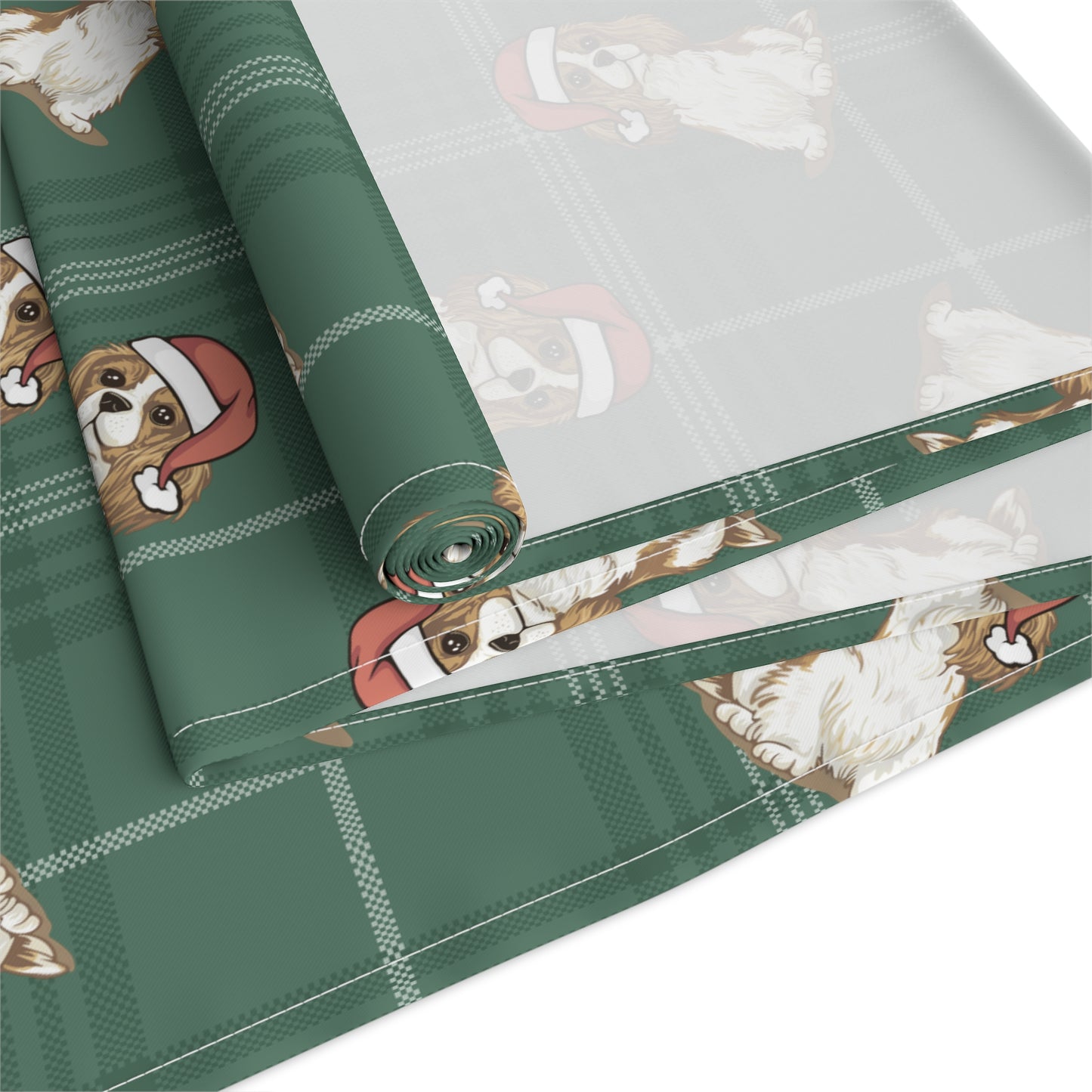 Festive Cavalier King Charles Spaniel Dog Holiday Table Runner, Christmas Home Table Decor, Dining Tablecloth Linens, Table Setting Runners