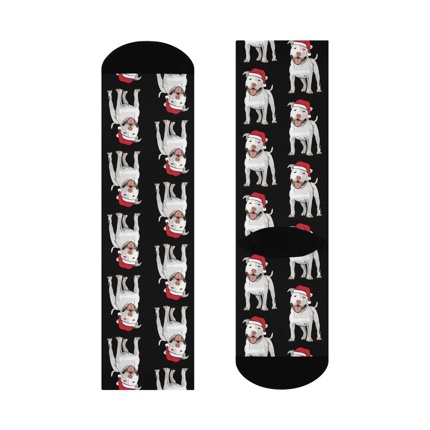 Christmas Santa Pitbull Dog Socks, Festive Pet-Themed Novelty Crew Socks, Pit Bull Terrier Dogs Holiday Gift, Cozy Winter Footwear