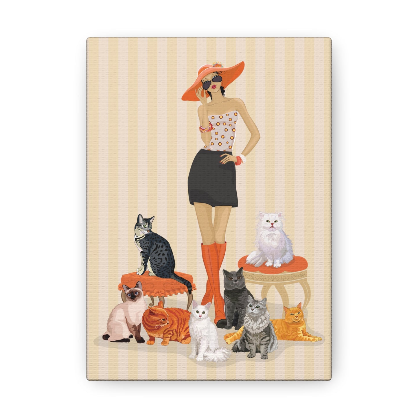 Childless Cat Lady Canvas Gallery Wrap Art Print - Crazy Cat Ladies Cat Mom Wall Art Home Decor